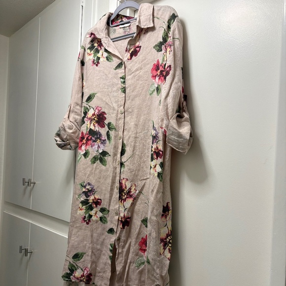 Milio-Milano 100% linen floral shirt dress - size medium - Picture 1 of 8